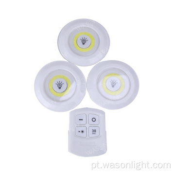 3Pack Ultra Bright 150 Lumen Cob LED Puck Light com controle remoto sob o gabinete Light Wireless Battery Operated Tap Push Light